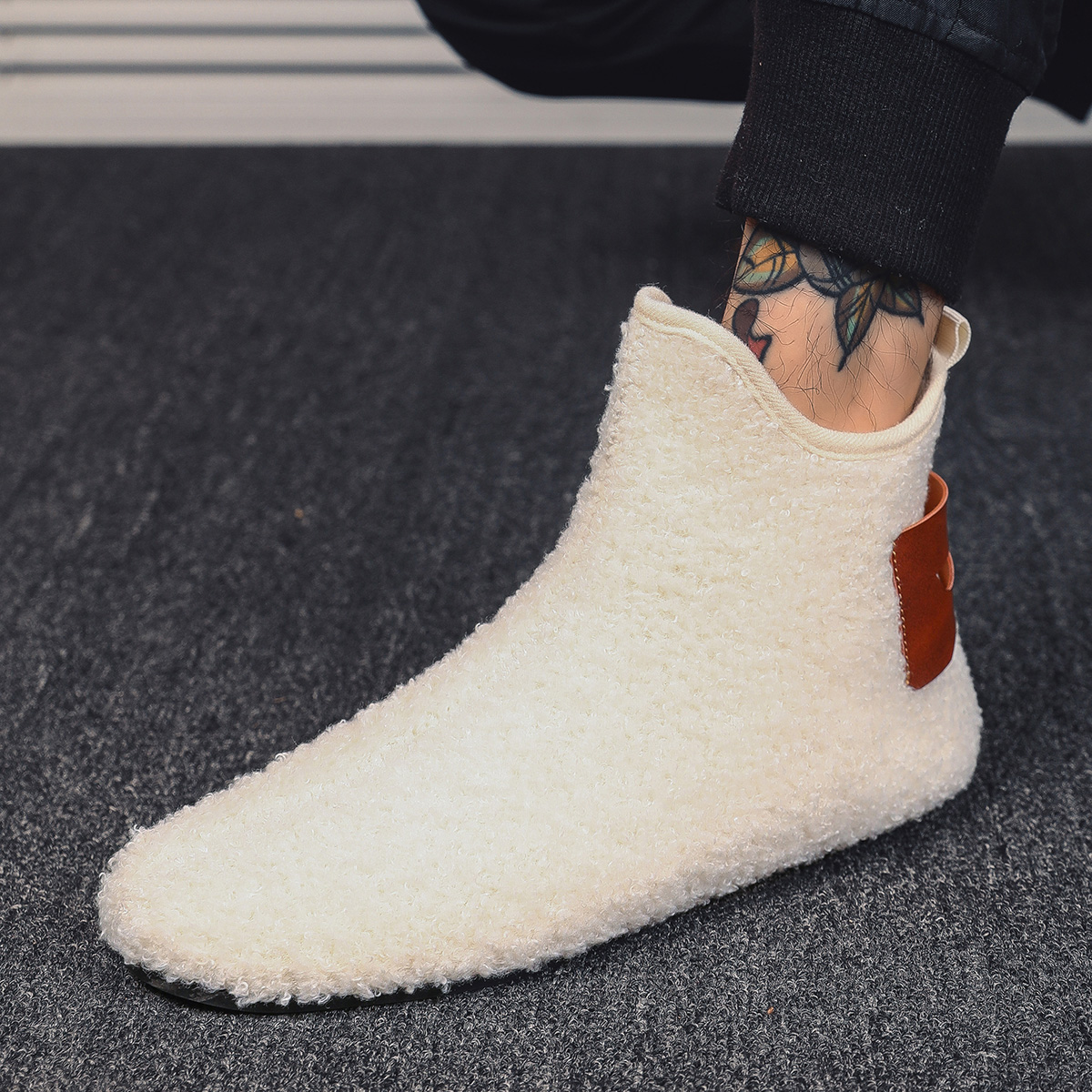 Men's Fuzzy Overlapping Slippe - Insole Arch Support 评论和价格