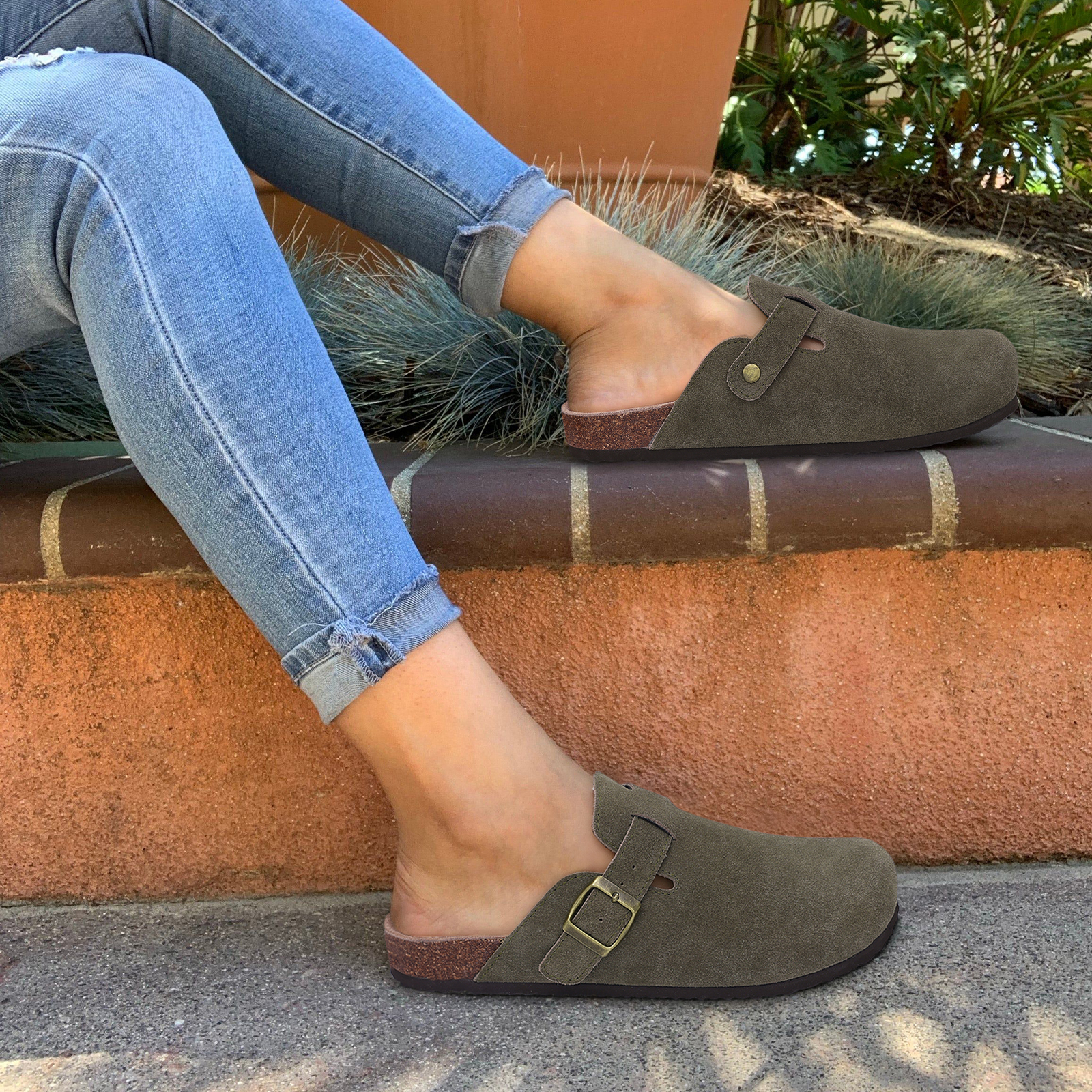 Fashion Women's Suede Mules Sl - Insole Arch Support 评论和价格