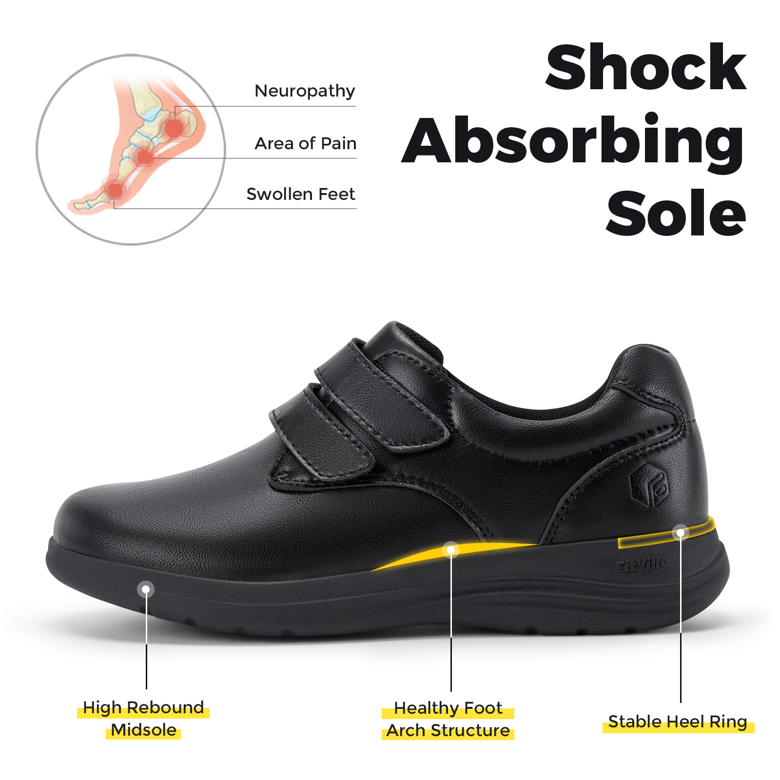FitVille Leather Women's Shoes - Insole Arch Support 评论和价格